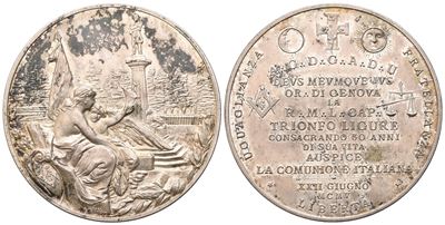 Medaglia Or. di Genova la R. M. L. Cap. Trionfo Ligure Consacrando 50 Anni di Sua Vita Auspice la...