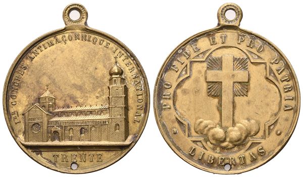 Medaglia I° Congresso Anti-Massonico Internazionale, 1896 (32,1 mm)  - Auction MASONIC MEDALS & JEWELS From the Early 19th to the Late 20th Century - Bertolami Fine Art - Casa d'Aste