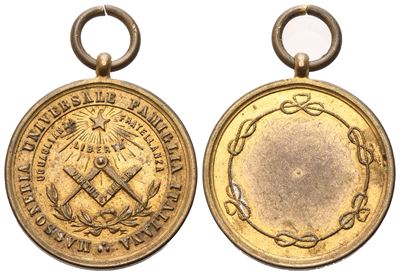 Medaglia Massoneria Universale Famiglia Italiana, 1892, Ae (24,2 MM)