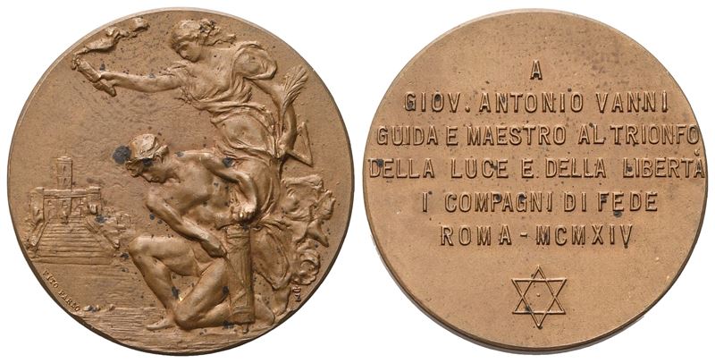 Medaglia a Giov. Antonio Vanni Guida e Maestro al Trionfo della Luce e della Libertà, i Compagni ...