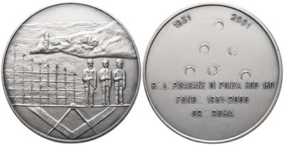 Medaglia R. L. "pisacane di Ponza Hod" N° 160, Fond. 1931 - 2000 Or. Roma (45,3 MM)