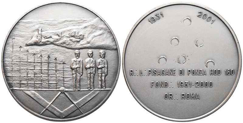 Medaglia R. L. "pisacane di Ponza Hod" N° 160, Fond. 1931 - 2000 Or. Roma (45,3 MM)
