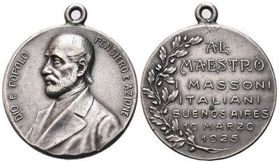 Medaglia "al Maestro" i Massoni Italiani, Buenos Aires 10 Marzo 1925 (28,5 MM)