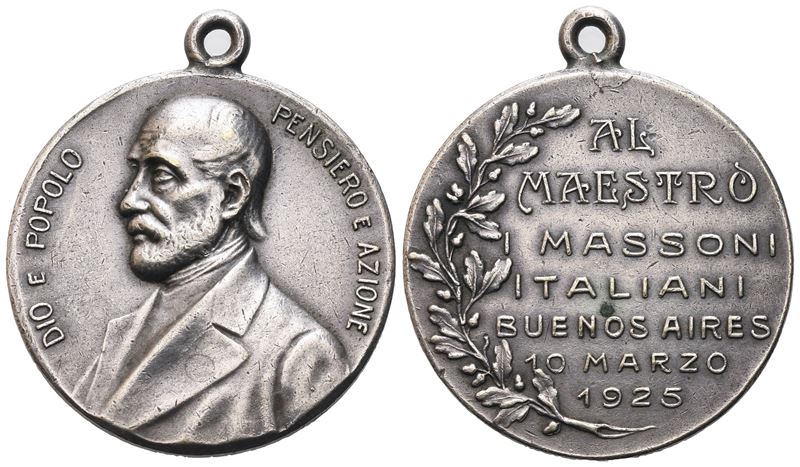 Medaglia "al Maestro" i Massoni Italiani, Buenos Aires 10 Marzo 1925 (28,5 MM)