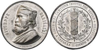 Medaglia "giuseppe Garibaldi", al Campione Invitto del Popolo, Morto a Caprera II Giugno MDCCCLXX...