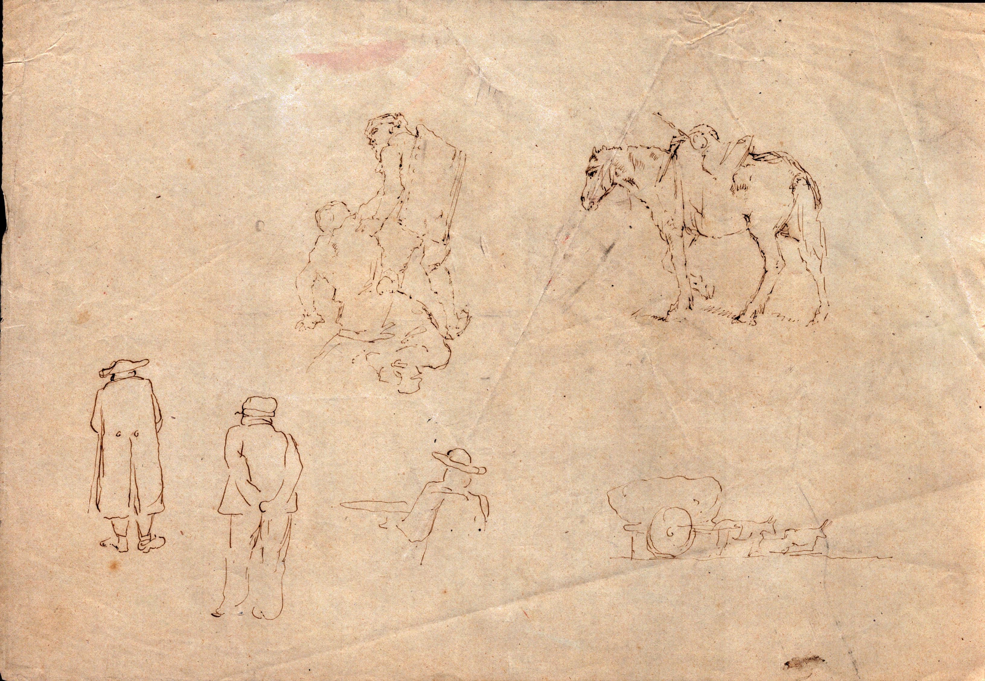 Serie di otto schizzi con soggetti varii