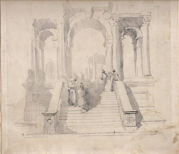Architectural view with figures