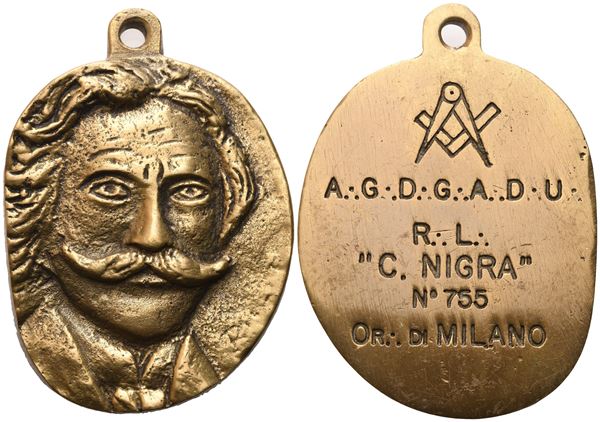 Medaglia R. L. "C. Nigra" N° 755 Or. Di Milano (44,2 mm)  - Auction MASONIC MEDALS & JEWELS From the Early 19th to the Late 20th Century - Bertolami Fine Art - Casa d'Aste