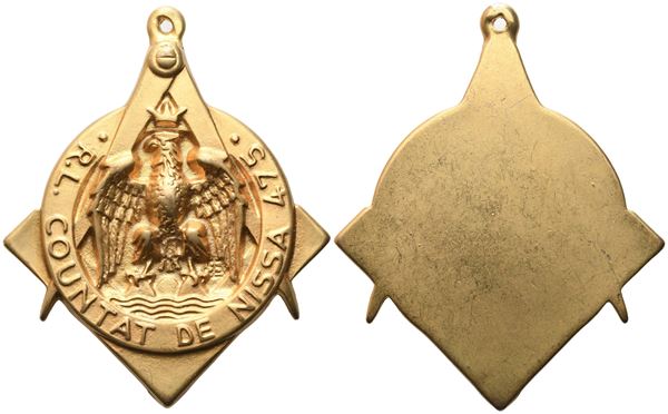 Medaglia R. L. "Countat De Nissa" 475 (53 mm)  - Auction MASONIC MEDALS & JEWELS From the Early 19th to the Late 20th Century - Bertolami Fine Art - Casa d'Aste