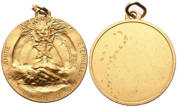Medaglia Eternelle Alo. De Turin R. L. "De L' Amitié" (35,2 mm)  - Auction MASONIC MEDALS & JEWELS From the Early 19th to the Late 20th Century - Bertolami Fine Art - Casa d'Aste