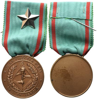 Medaglia R. L. "la Fiaccola" N° 511 Or. di Genova (37 MM)