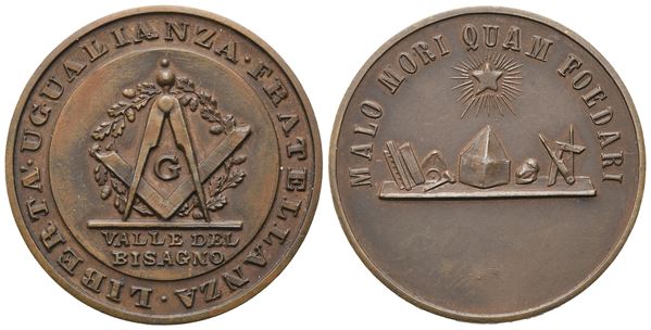 Medaglia "Libertà Uguaglianza Fratellanza" Valle Del Bisagno (30 mm)  - Auction MODERN COINS, MEDALS, MINTING DIES AND MASONIC RARITIES - Bertolami Fine Art - Casa d'Aste