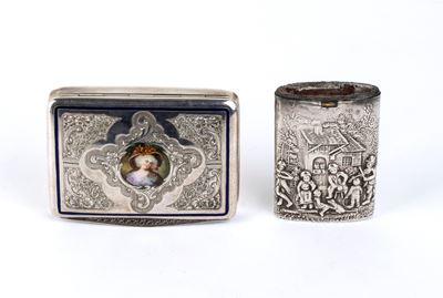 Tabacchiera italiana e portafiammiferi, argento 800/1000 e 830/1000