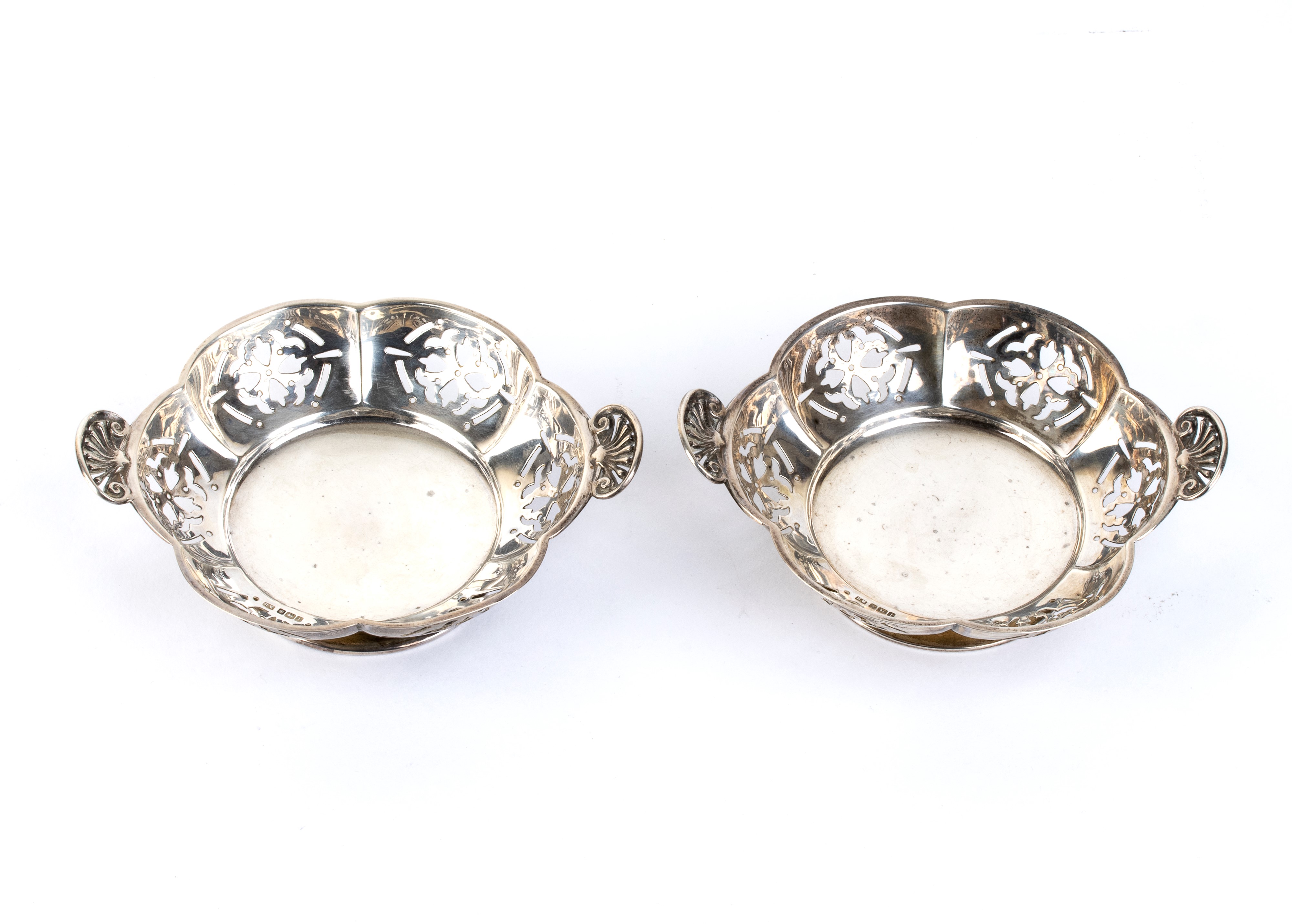 Sheffield, Coppia di cestini inglesi in argento 925/1000, 1911