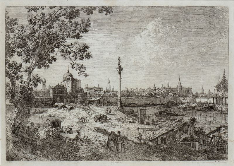 Giovanni Antonio Canal il Canaletto - Capriccio con Edifici Padovani