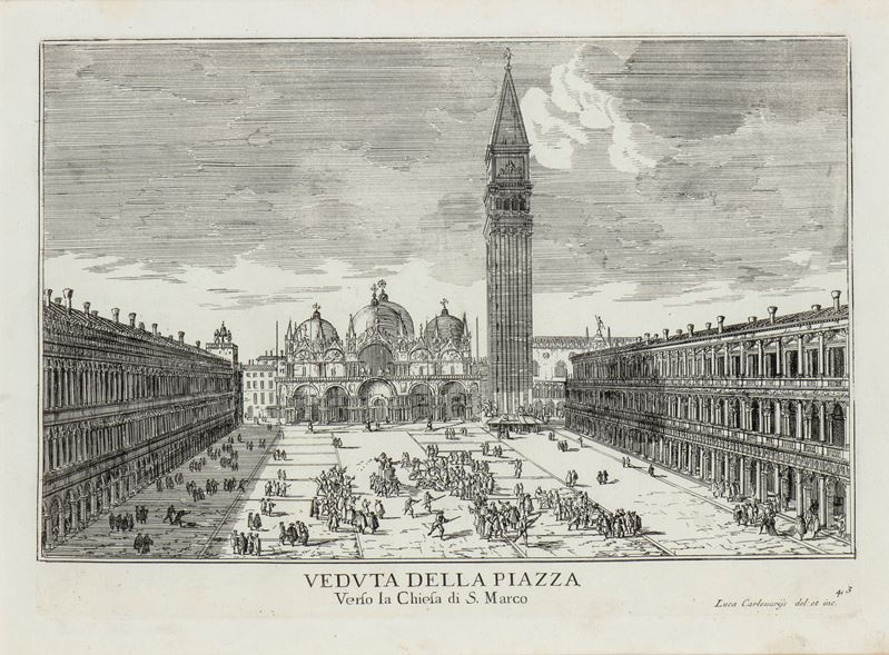 Luca Carlevarijs - Veduta della Piazza Verso la Chiesa di S. Marco