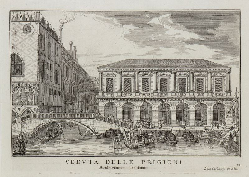 Luca Carlevarijs - Veduta delle Prigioni, Architettura Sansuino