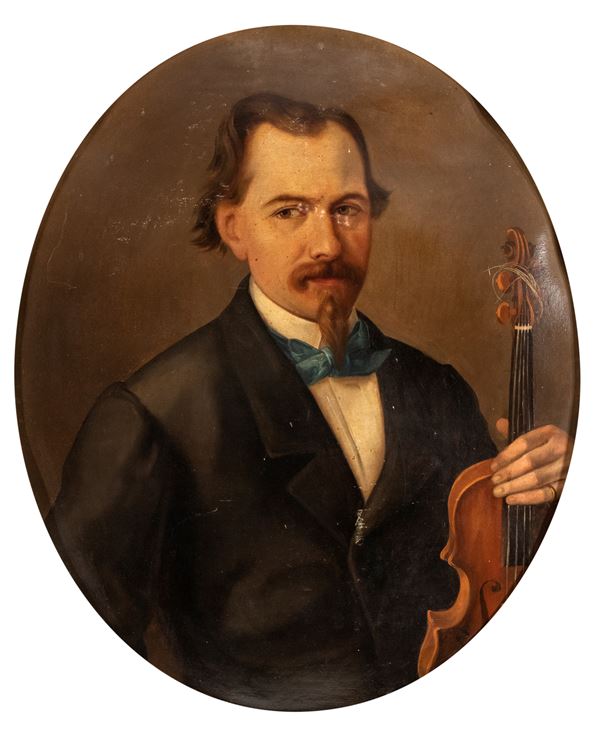Artista anonimo, XIX secolo - Portrait of a Man with Violin
