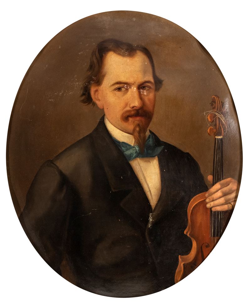 Artista Anonimo, XIX Secolo - Ritratto Virile con Violino