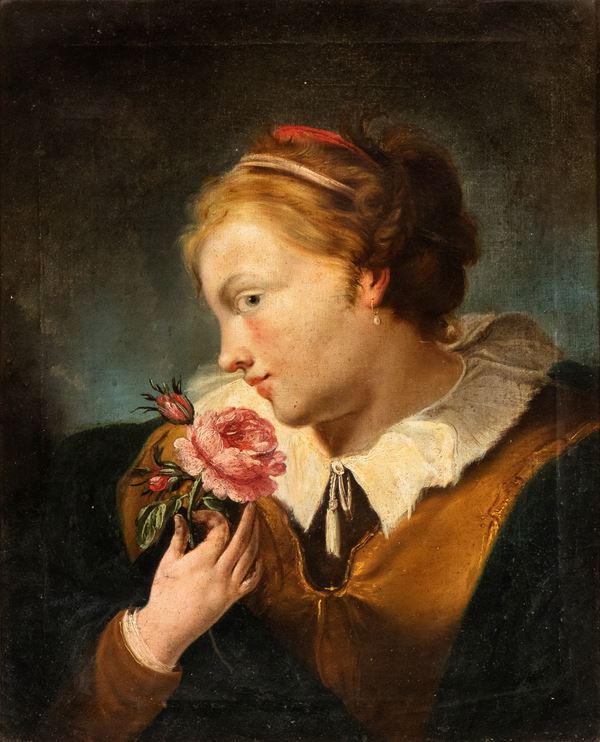 Artista italiano, XVIII secolo - Maiden with rose