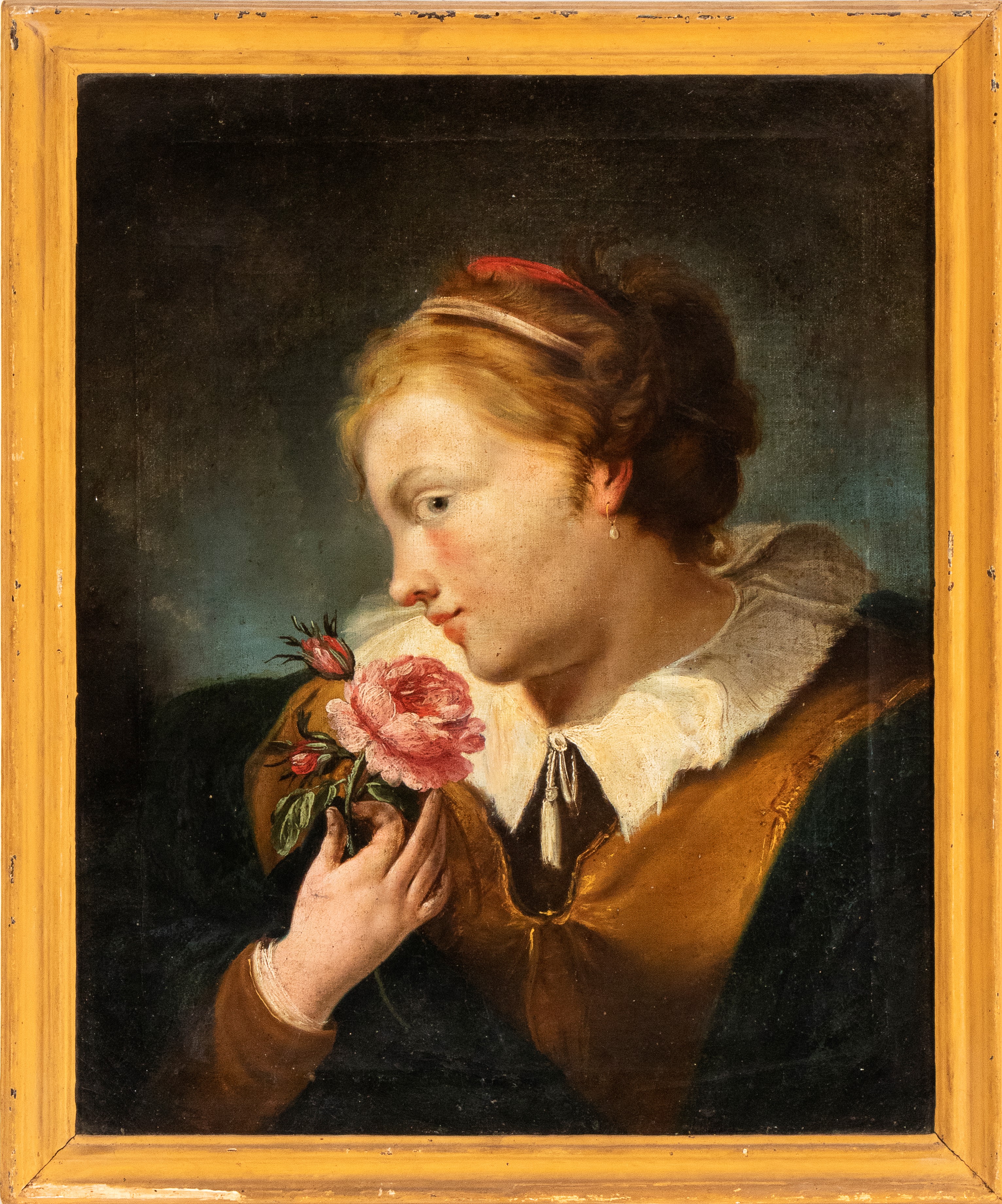 Artista Italiano, XVIII Secolo - Ritratto di Fanciulla con Rosa