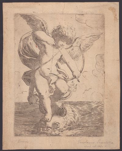 Cupido in Piedi sul Dorso di Delfino