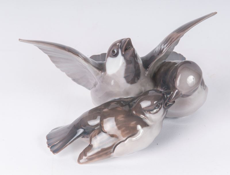 Tre Passeri, Scultura in Porcellana a Tutto Tondo