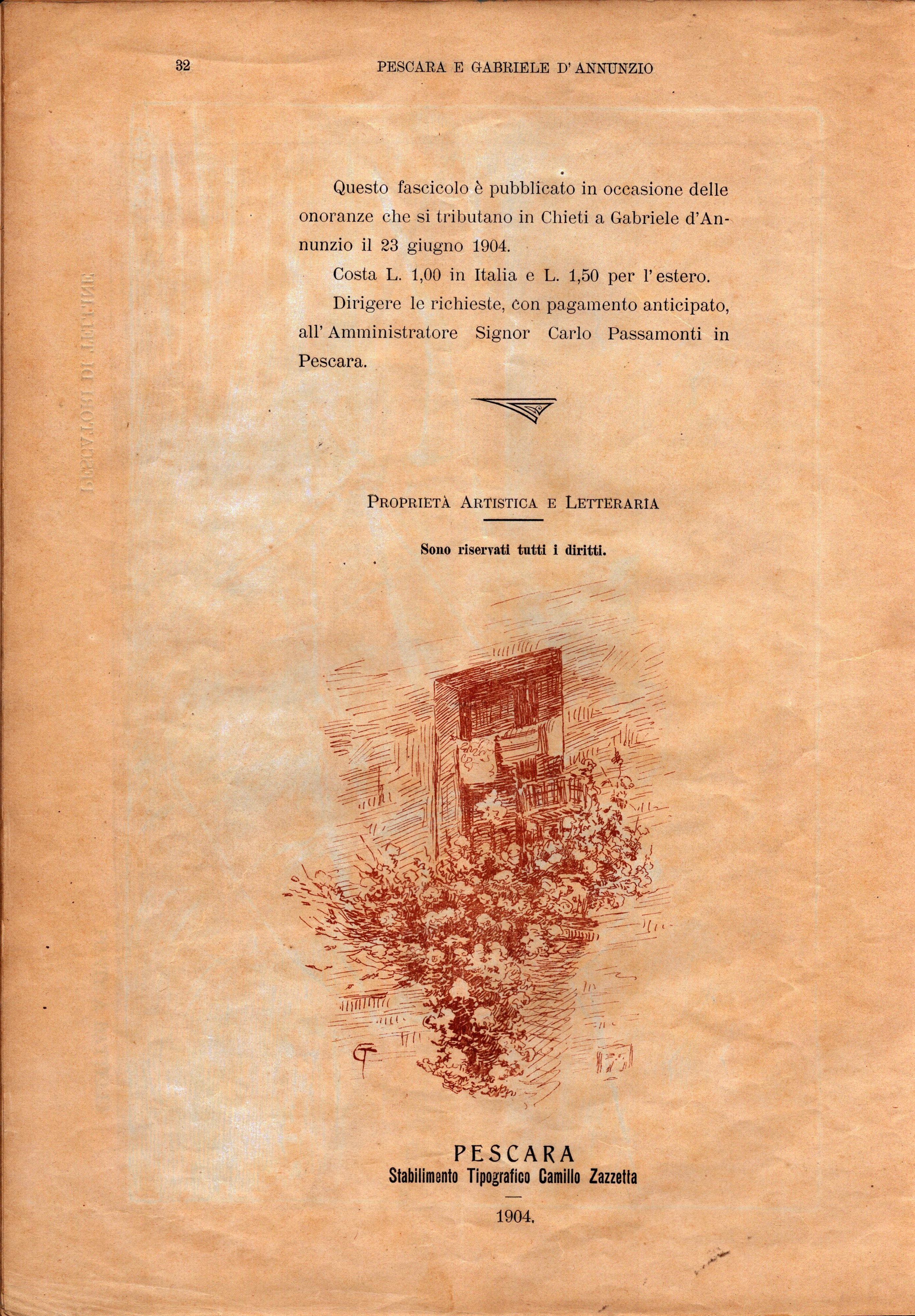 Basilio Cascella (pescara, 1860 - Roma, 1950) - Pescara e Gabriele D'annunzio