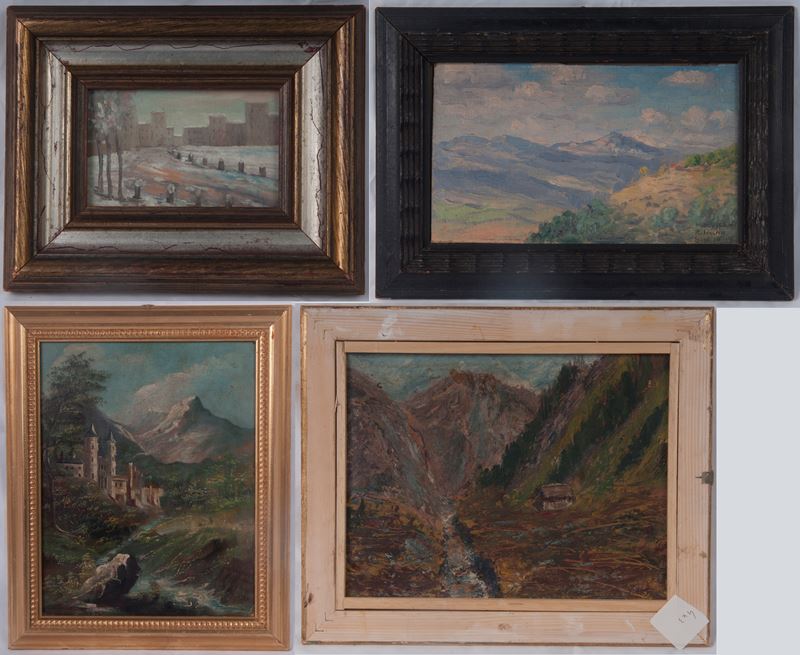 Lotto di tre dipinti: