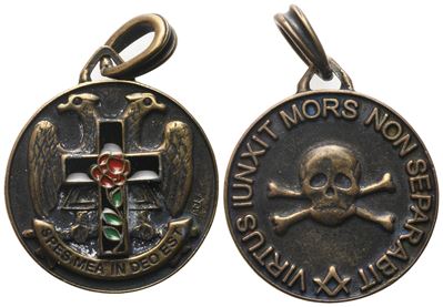 Medaglia Smaltata "spes Mea in Deo Est", "virtus Iunxit Mors Non Separabit" (31,7 MM)