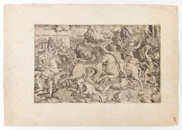 Marco Dente detto Marco da Ravenna - La Battaglia del Ponte Milvio, da Raffaello
