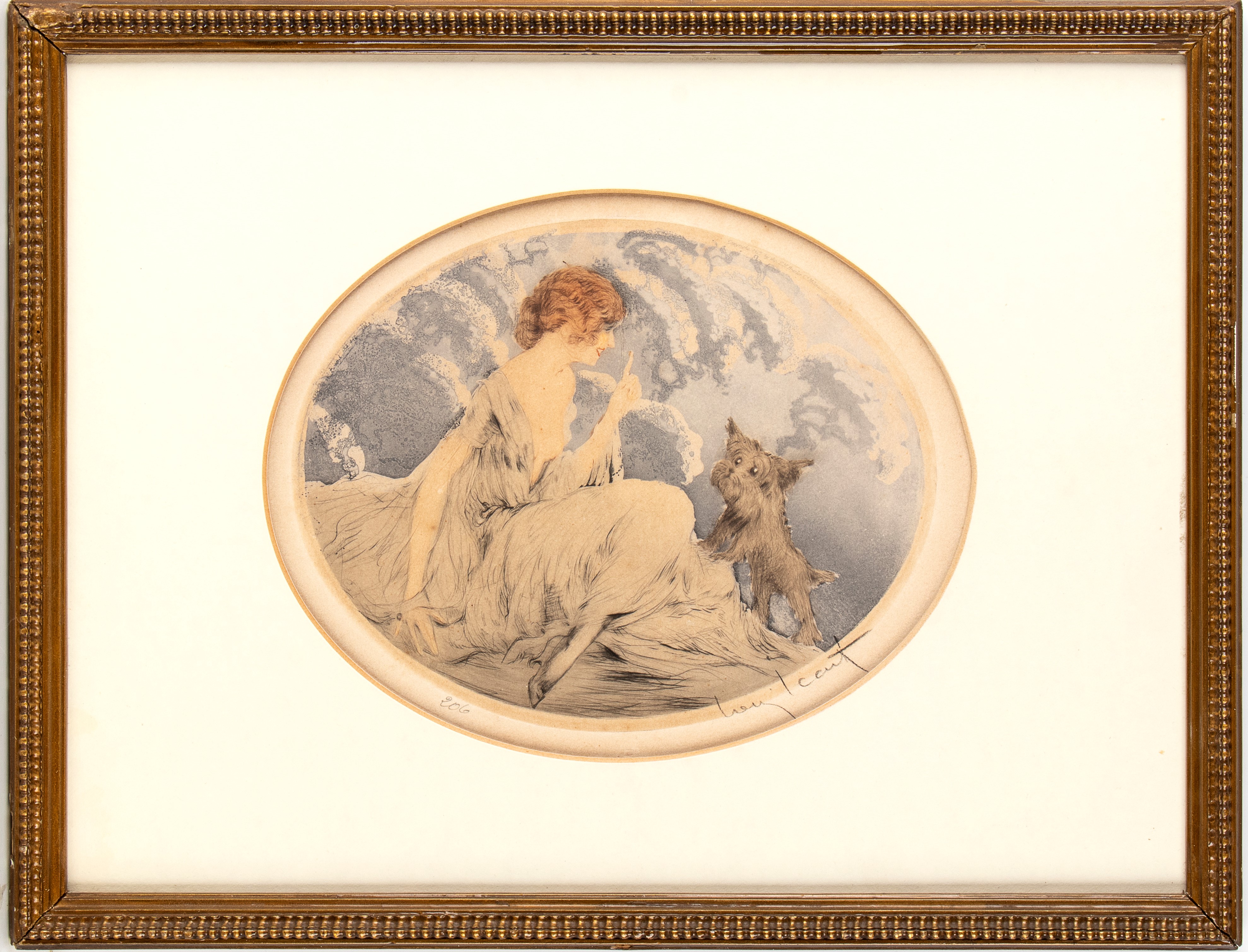 Louis Icart - Fanciulla con un Zwergschnauzer | Fanciulla con un Schitzu