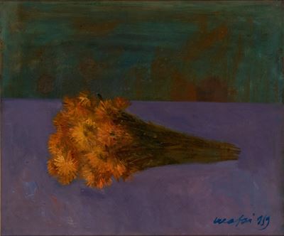Mazzo di fiori, olio su cartone applicato su tela