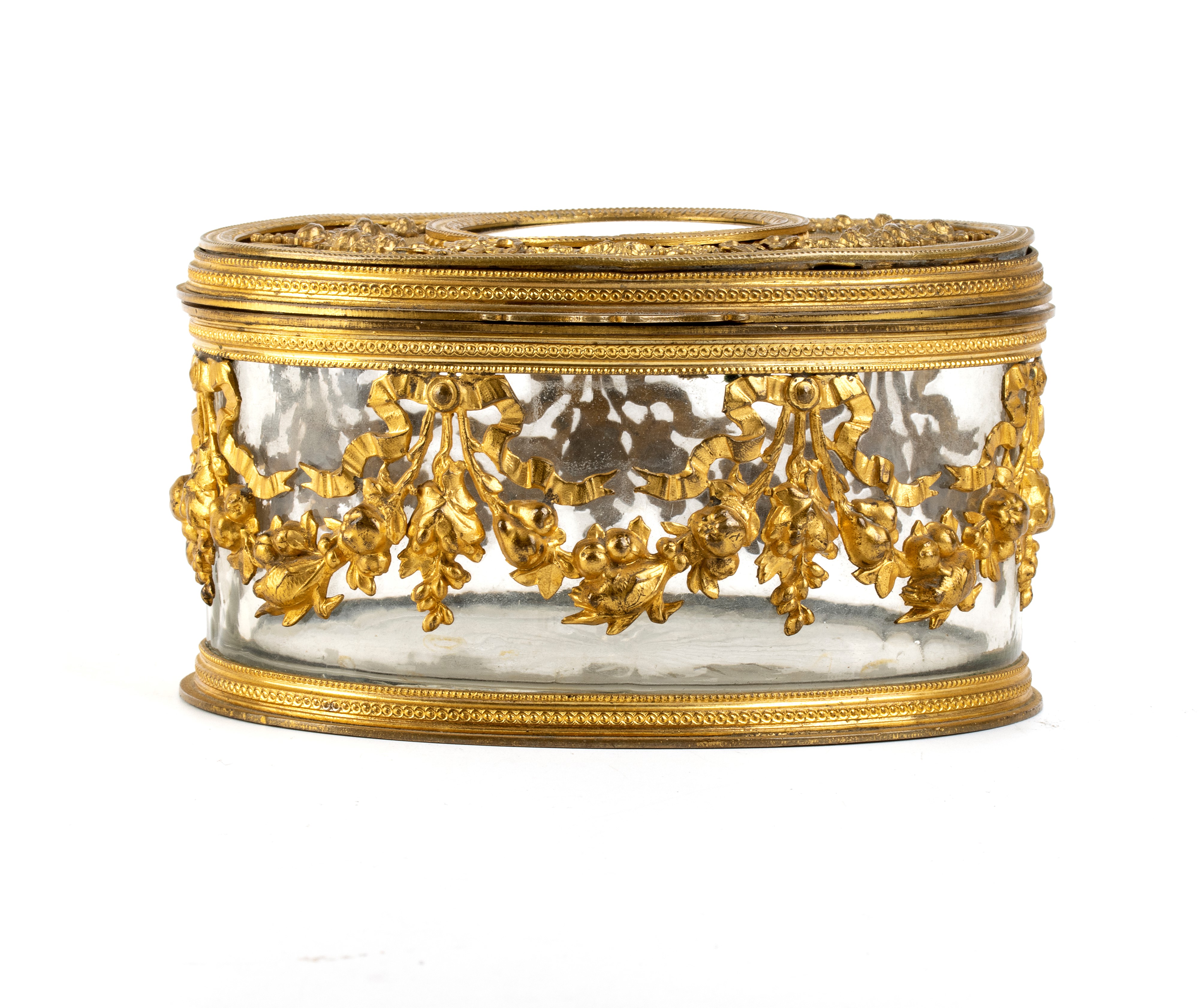 Scatola francese in vetro molato e smalti