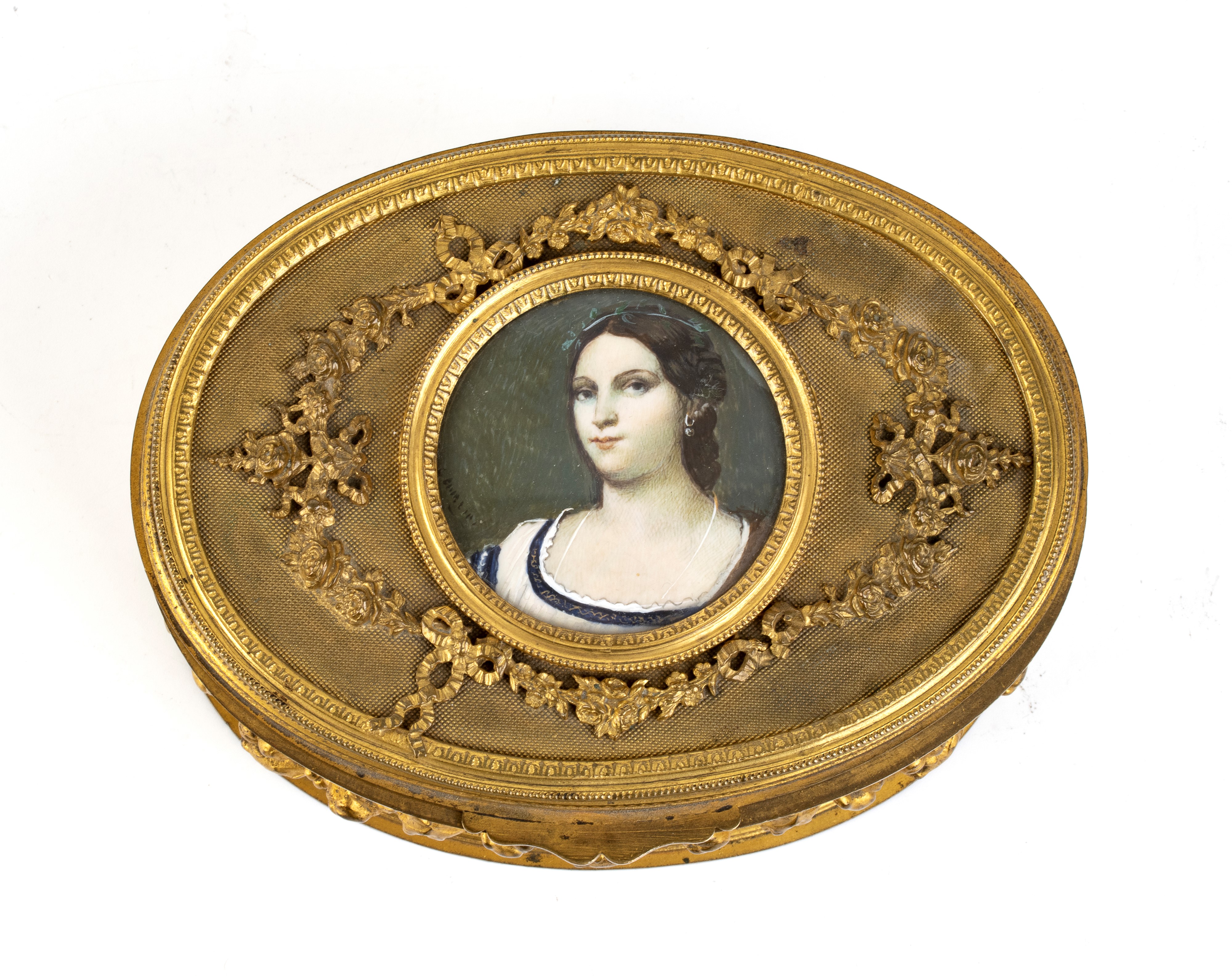 Scatola francese in vetro molato e smalti