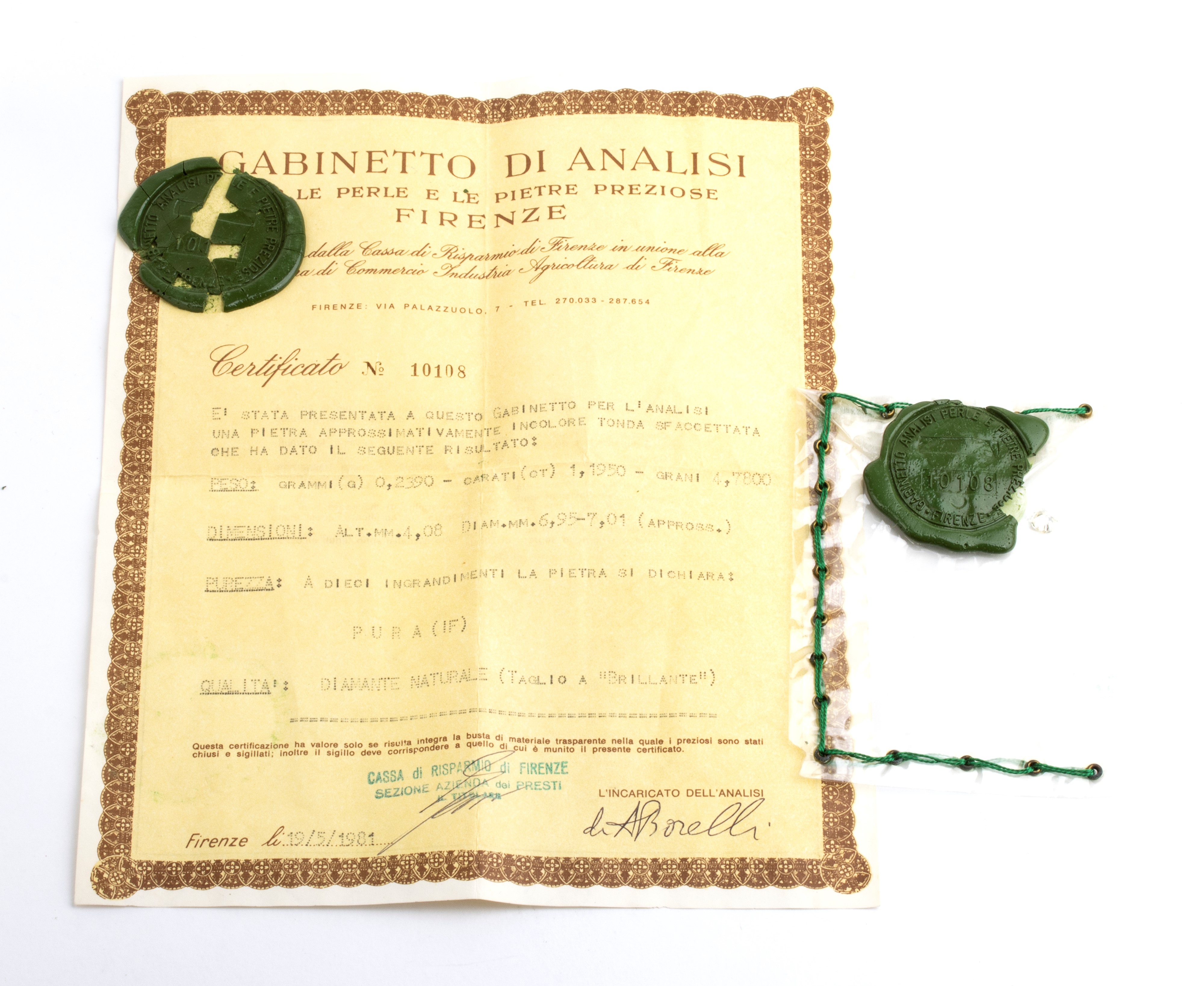 Brillante sciolto di circa 1.19 ct