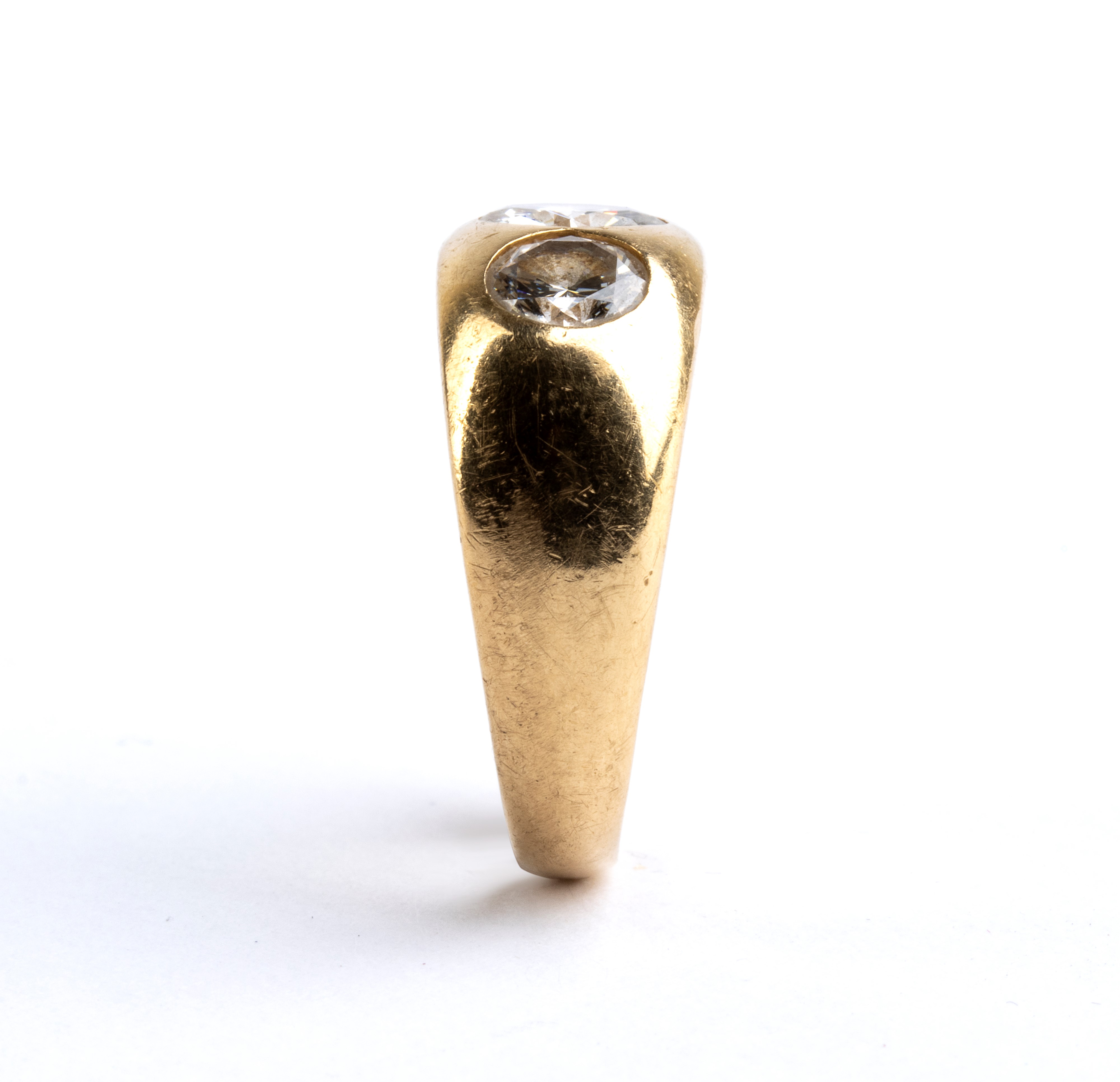 Anni '80, Anello in oro giallo 18k con diamanti