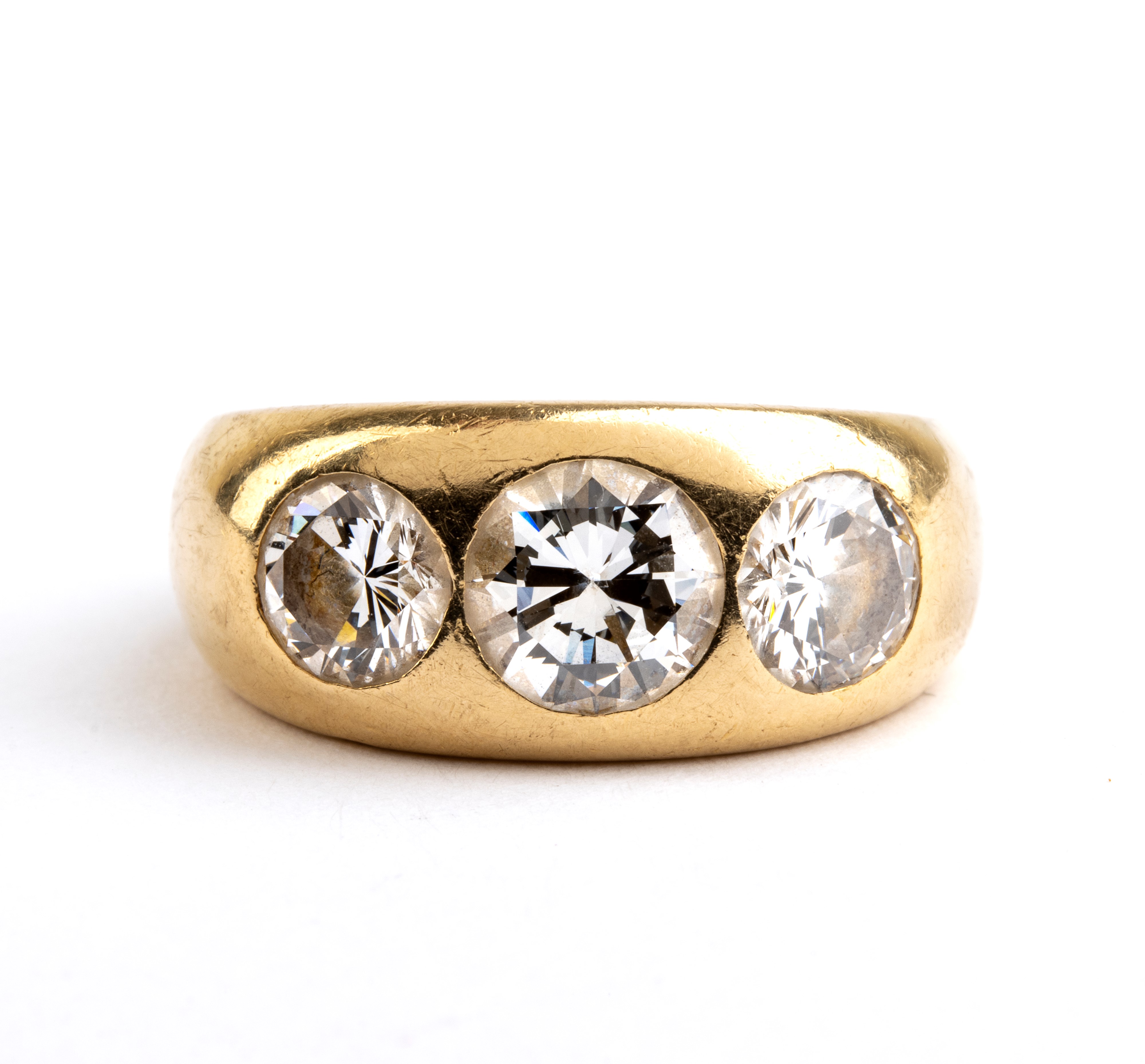 Anni '80, Anello in oro giallo 18k con diamanti