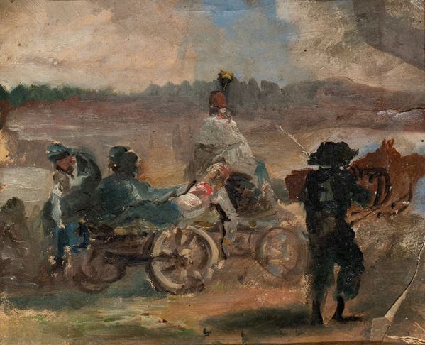 GIROLAMO INDUNO - Carro con soldati