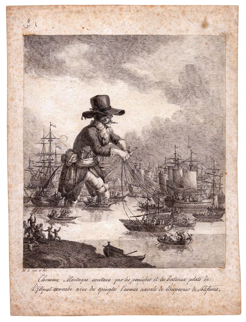 Disegno per una illustrazione di Guliver