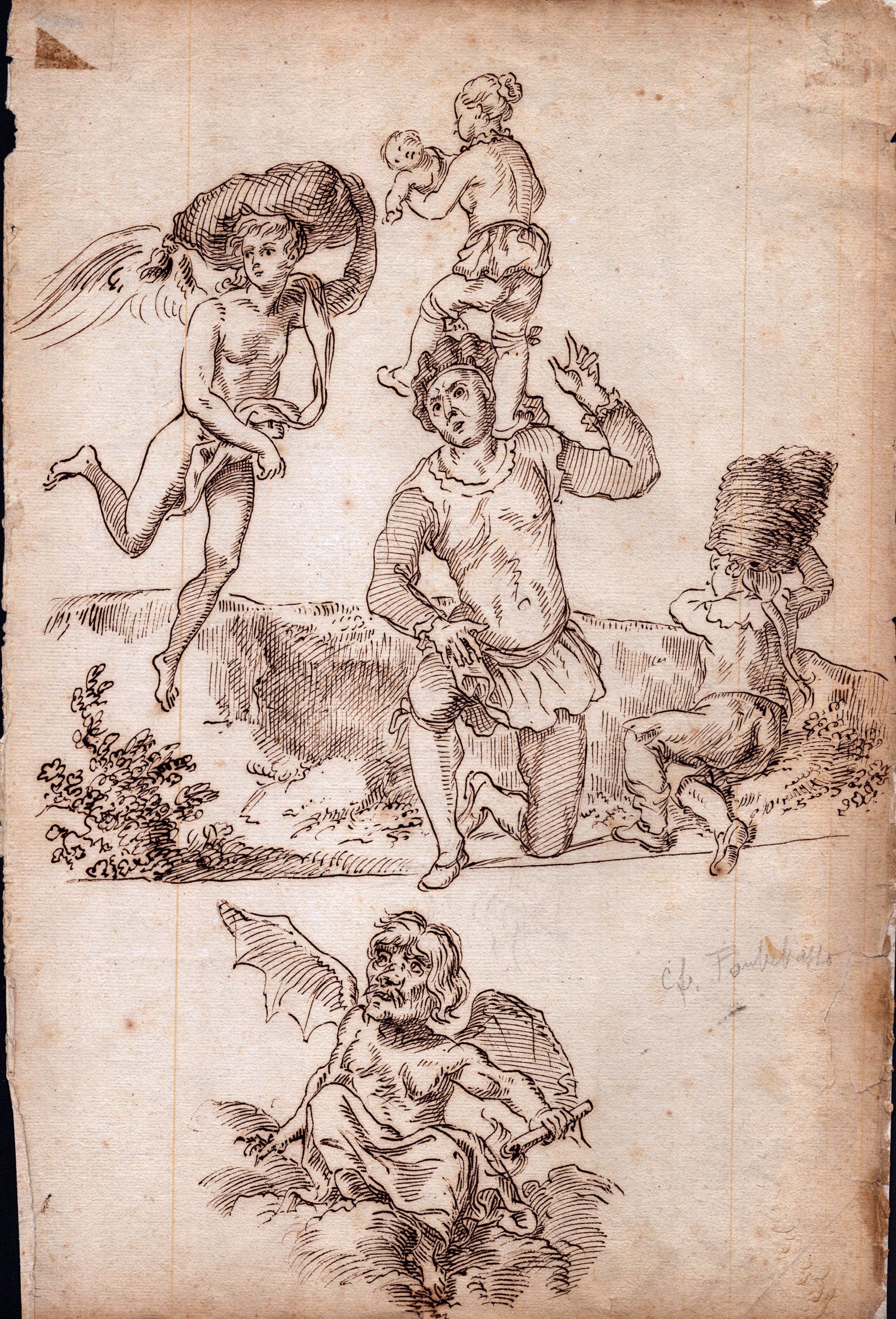 Gruppo di cinque disegni di soggetto diverso