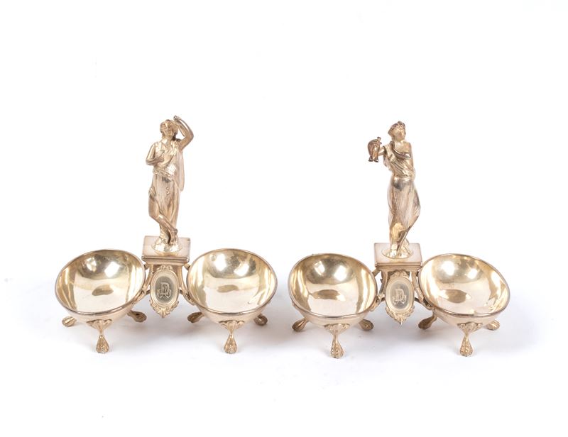 Coppia di saliere francesi in argento