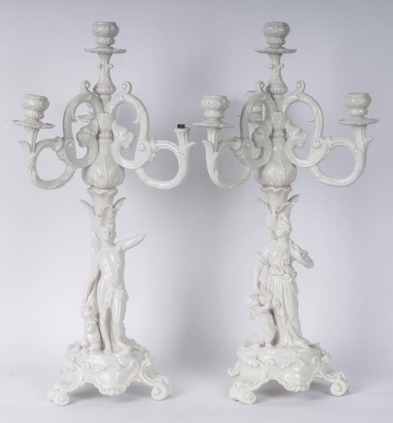 Coppia di Candelabri a Quattro Luci