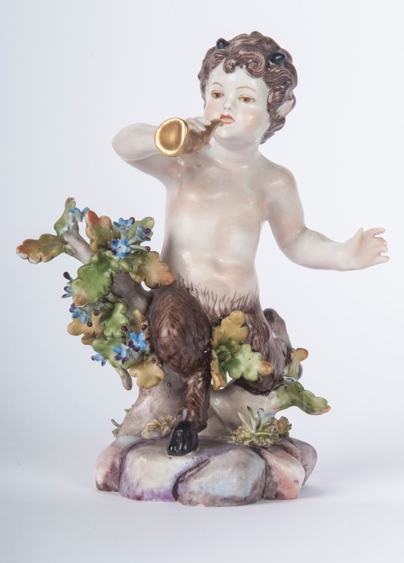 Satiro che Suona, Scultura in Porcellana