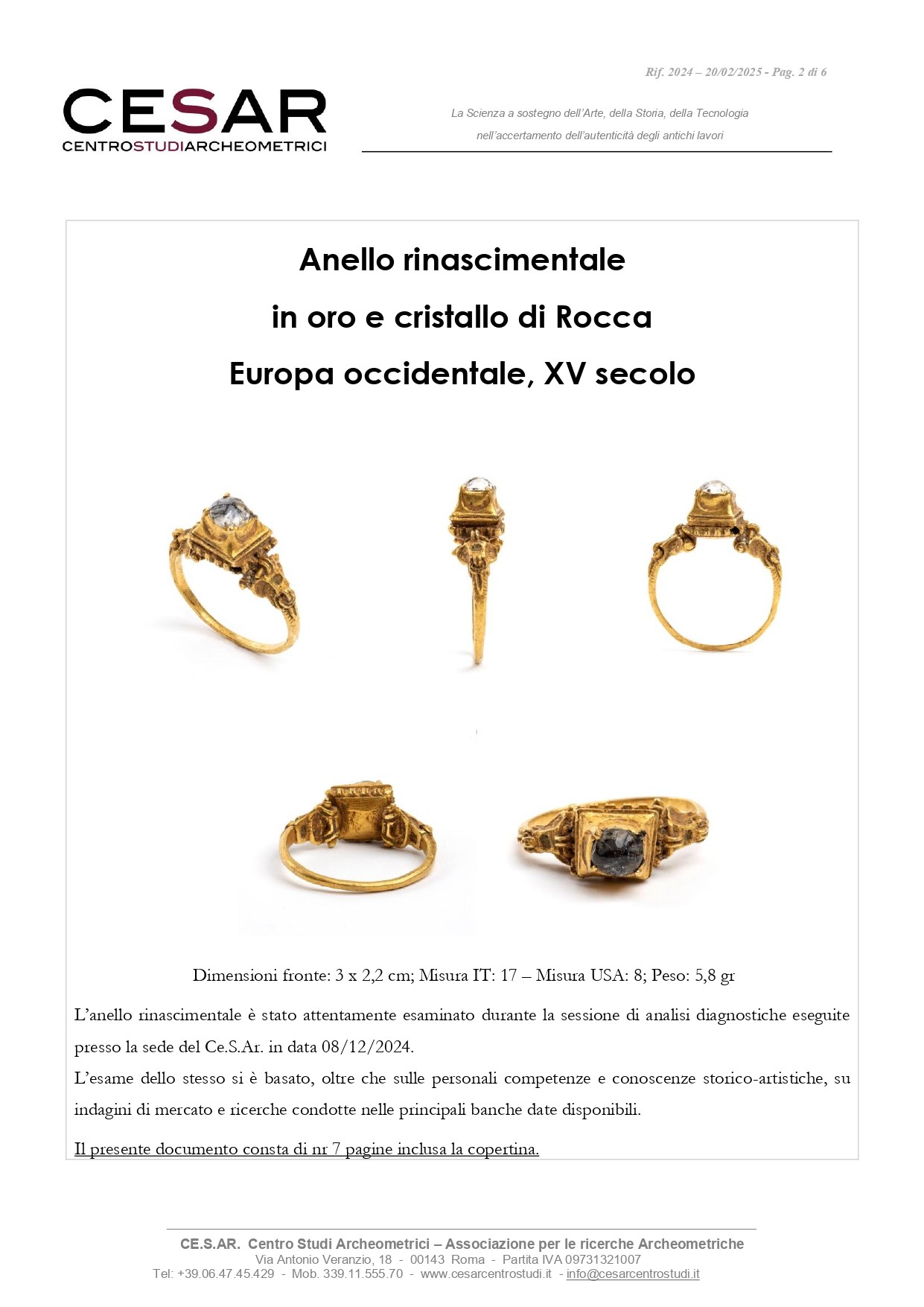 Italia (XV secolo), Anello rinascimentale in oro cesellato con cristallo di rocca