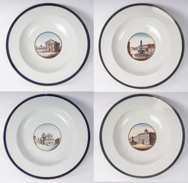 Lotto di quattro scodelle in porcellana.