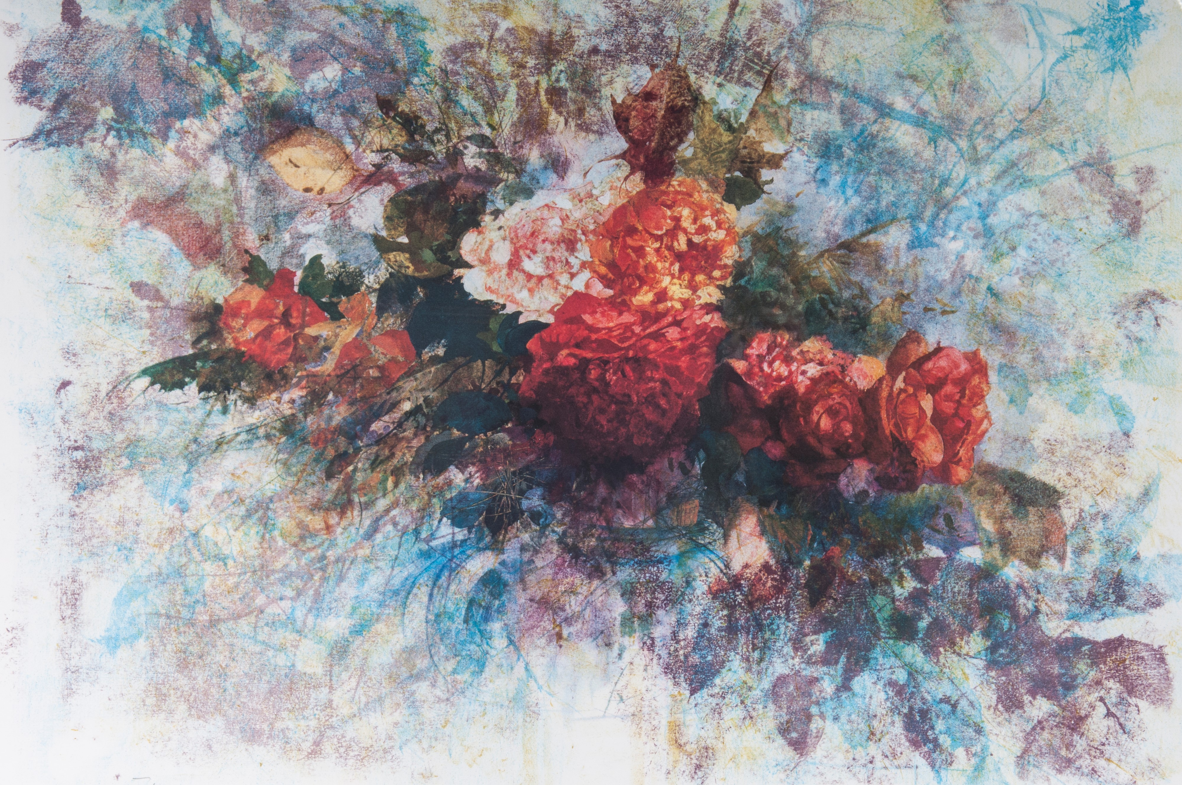 Vaso con fiori, multiplo su carta