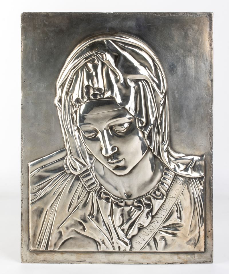 Marcello Mortet - Bassorilievo in argento raffigurante la Vergine