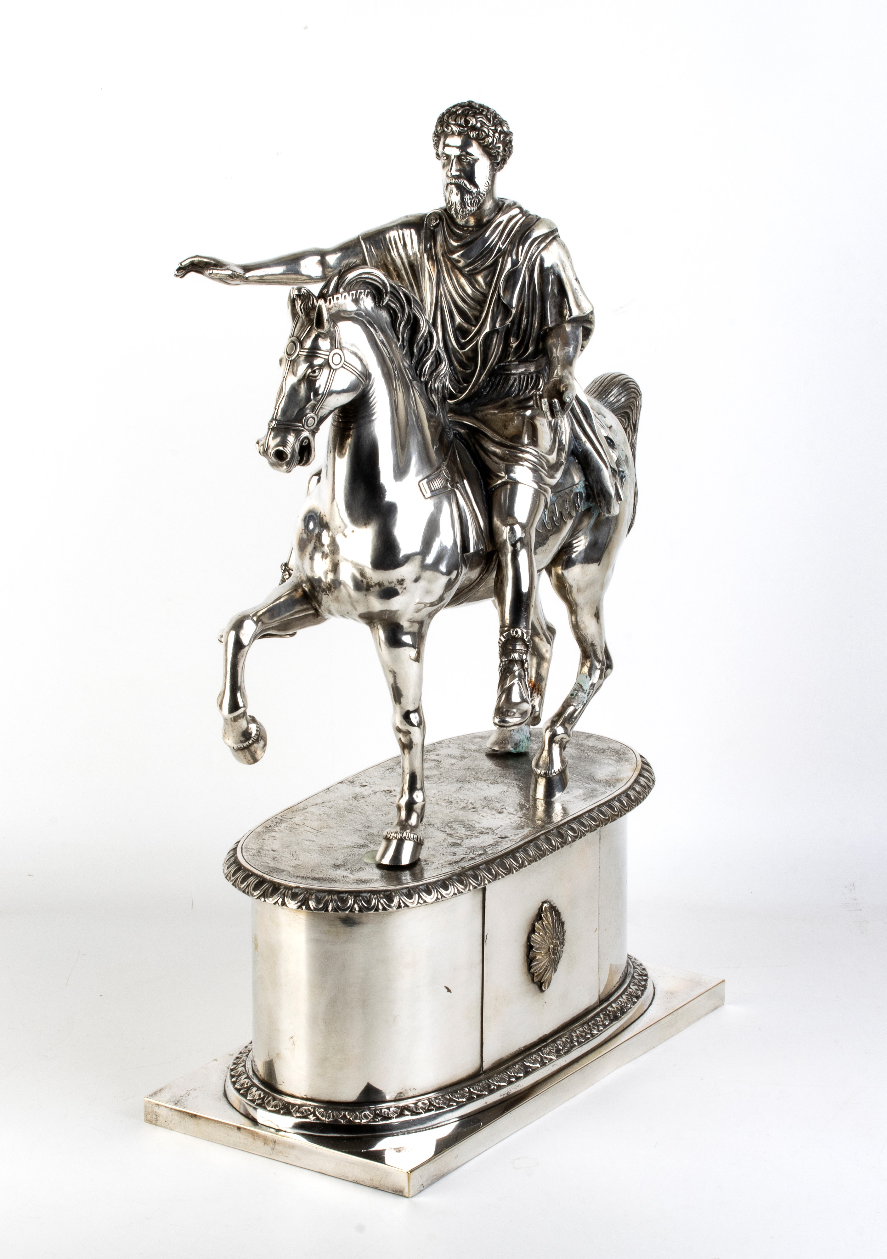 Marcello Mortet - Scultura in argento raffigurante la statua equestre di Marco Aurelio