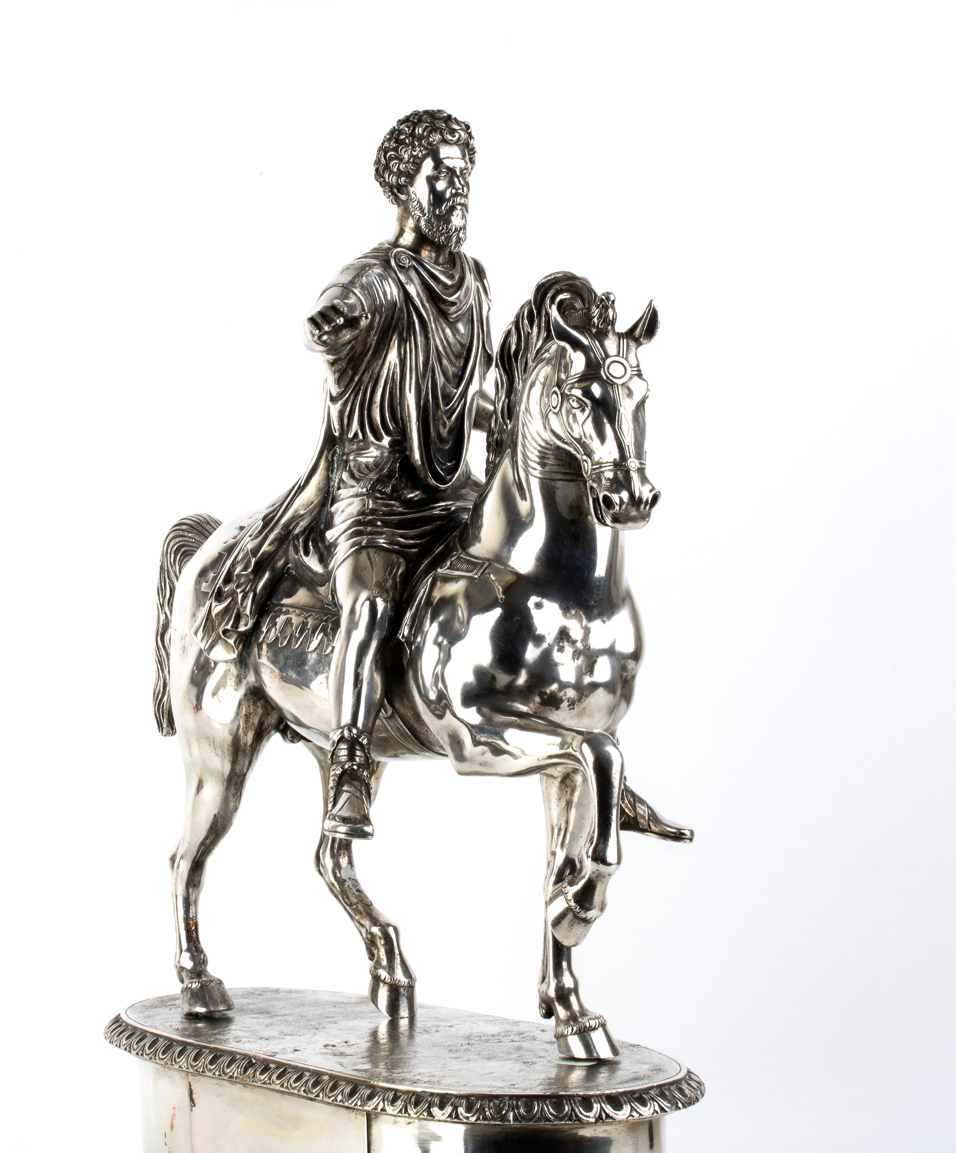 Marcello Mortet - Scultura in argento raffigurante la statua equestre di Marco Aurelio